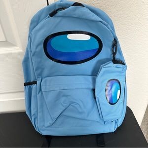 Kids Travel Backpack Among Us 17" Laptop Bag School Bookbag Light Blue/Cyan